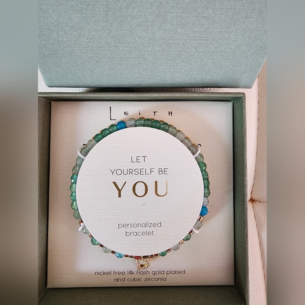 Leith Personalized 14k Green and Blue Beaded Bracelet